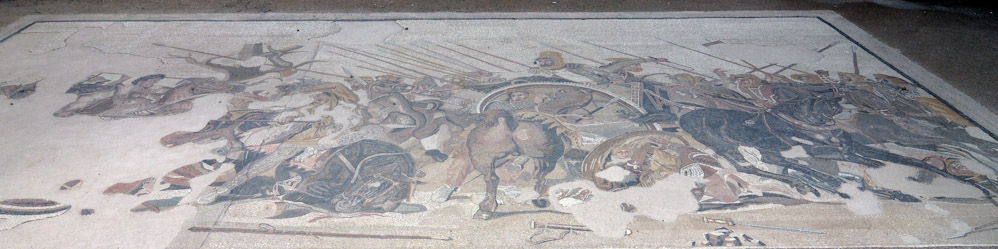 Pompei, im Haus des Fauns, Mosaik, die Schlacht Alexander d. Grossen gegen Darius den König  v. Persien.