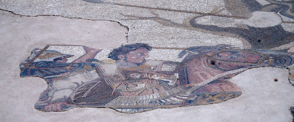 Pompei, im Haus des Fauns, Mosaik, so sah er also aus der Alexander d. Grosse. Eine der sehr seltenen Darstellungen des grossen Feldherrn.