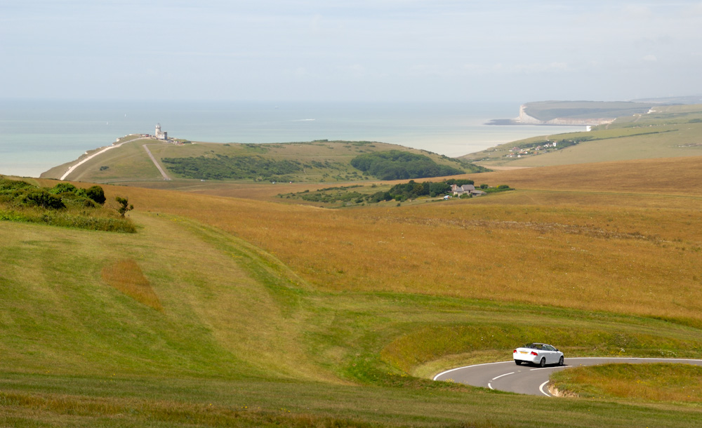 Blick nach Westen zum Belle Tout Lighthouse, Seven Sisters.