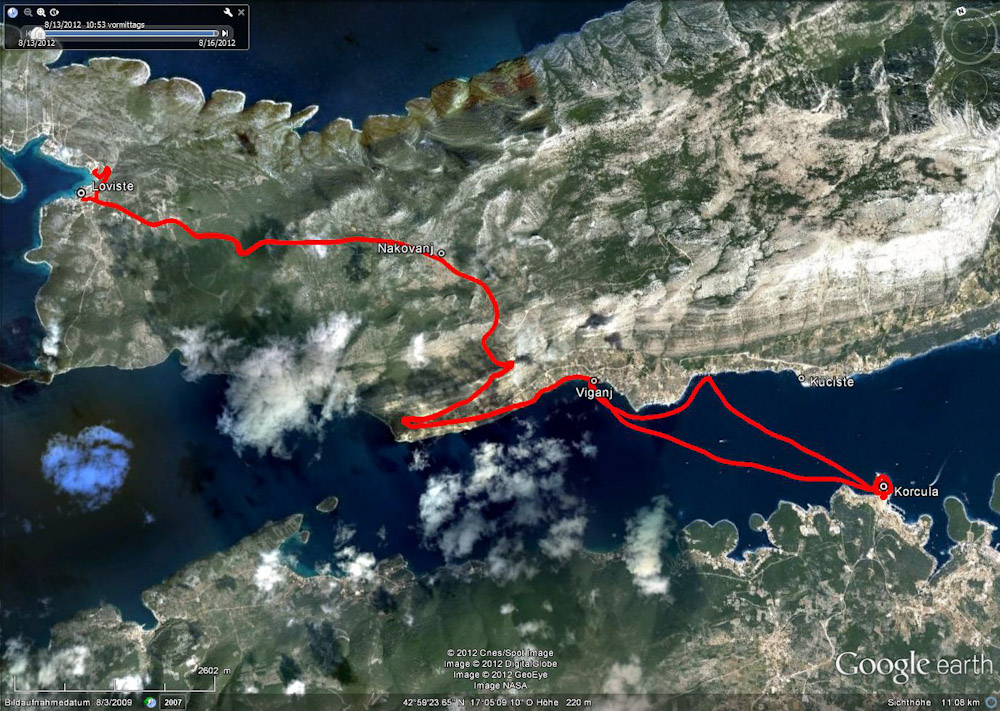 ...16.8. Heute fahren wir mit dem Taxi-Boot zur Insel Korcula und schauen uns Korcula-Stadt an. Das Boot legt um 10:00 Uhr in Viganj ab und braucht nur 15 Min. bis Korcula. Mit dem Roller sind wir in 10 Min. in Viganj...