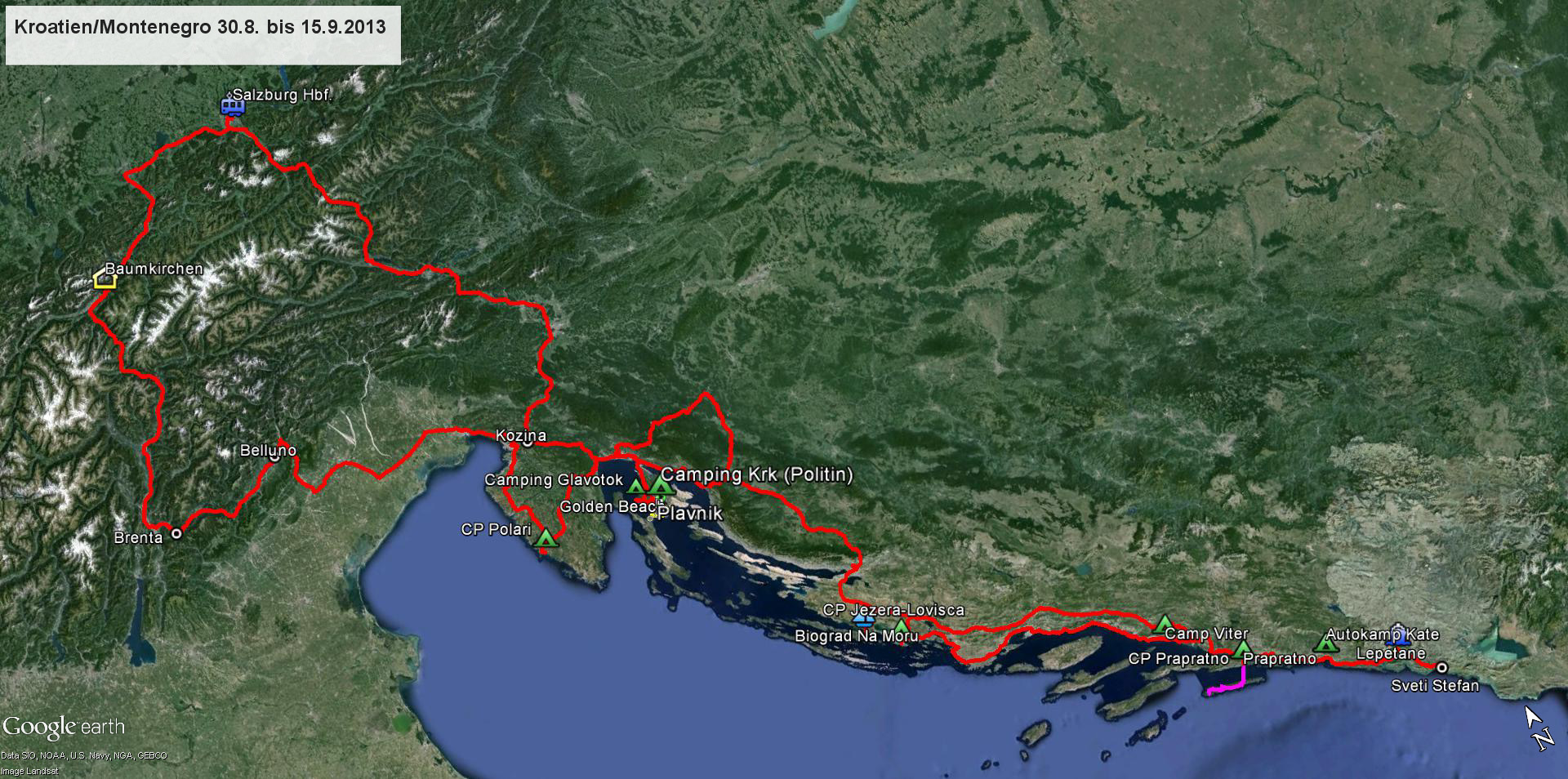 Die Inseln Krk und Mljet sowie Ston, Dubrovnik, Montenegro, Zaostrog, Murter und Rovinj werden von uns in den nächsten 2 Wochen besucht. Mehr als 2500 km werden insgesamt (Wohnmobil & Moterrad) zusammen kommen. Wie schon im Frühjahr werden wir die erste Woche mit guten Freunden gemeinsam urlauben. Diesmal mit dabei sind Claudia & Markus mit den Söhnen Fabio & Phillip und seine Freundin Christina. Ebenfalls erfahrene Camper unterwegs mit einem Wohnwagengespann. Gemein verbringen wir die erste Woche am CP Krk (Ex-Politin). In der 2. Woche zieht es uns wieder nach Süden...