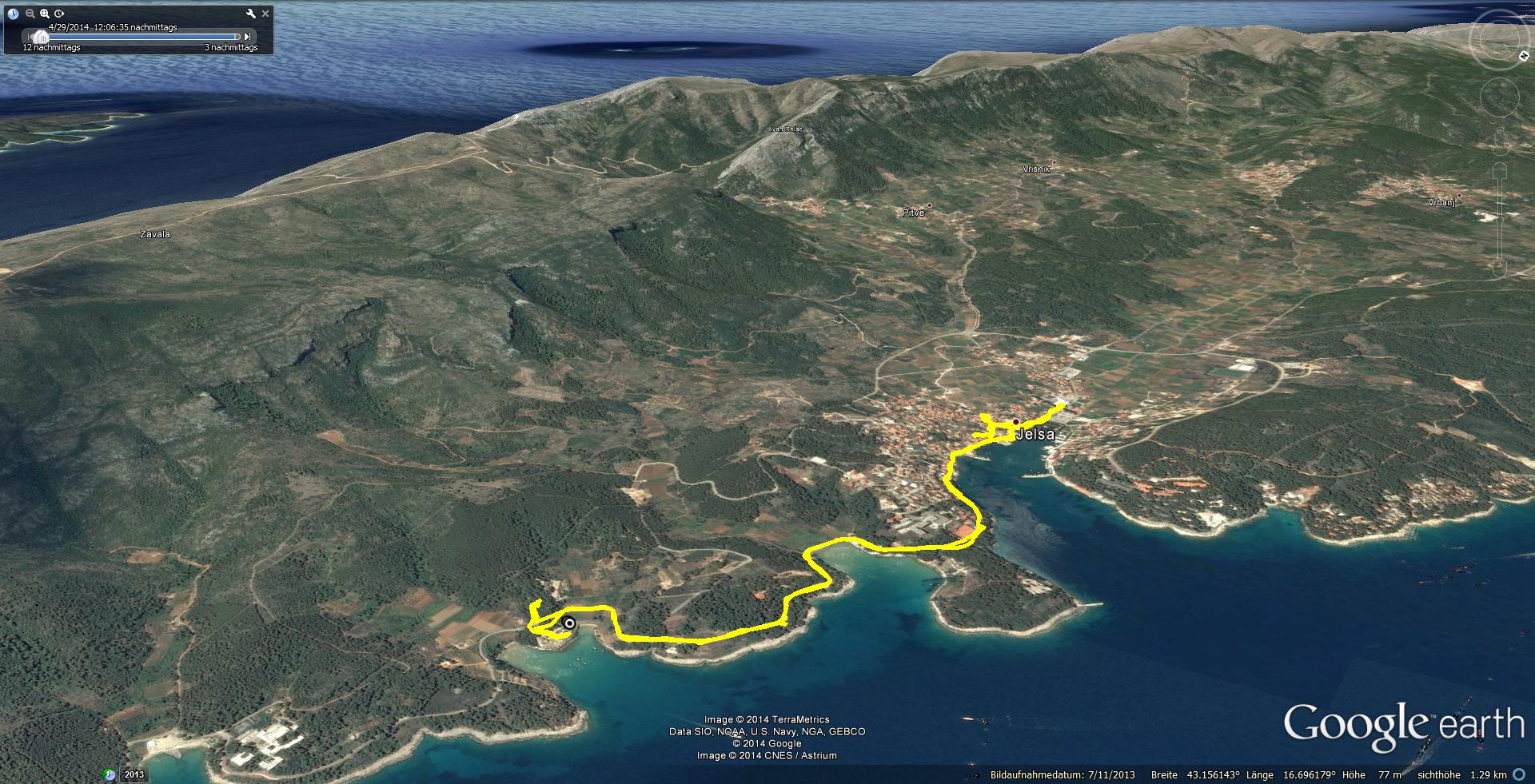 29.4. Es ist bewölkt, nach Frühstück, Duschen und Entsorgen beraten wir über den Tagesablauf. Wir einigen uns auf einen Spaziergang nach Jelsa am Nachmittag...