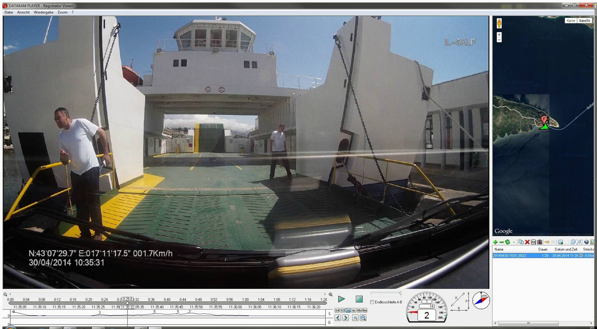 ...Die Crew der Ston ist sehr hilfsbereit bei der Anfahrt auf die Fähre über die Rampe, wir bekommen (wieder einmal...) die Pole Position für das Verlassen der Fähre zugeteilt...