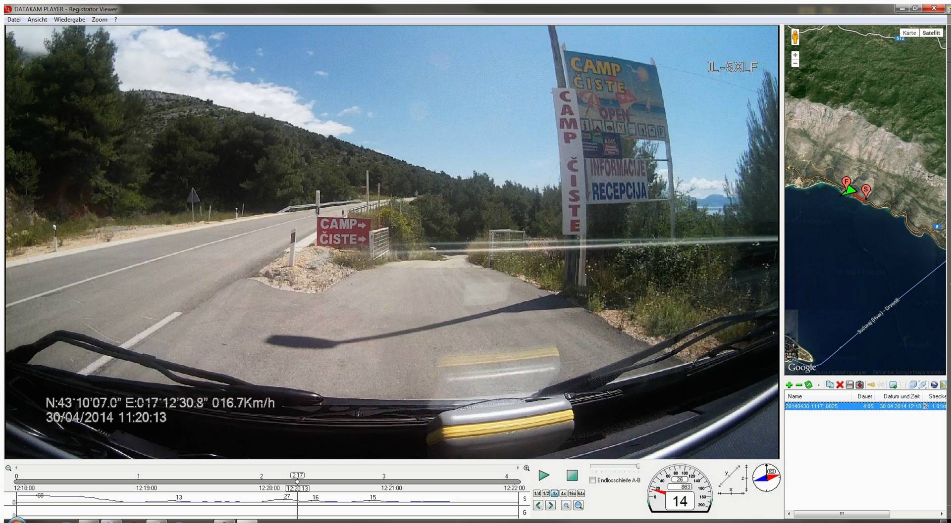 ...und schon nach 5 km lesen wir auf der linken Seite "Camp Ciste"...