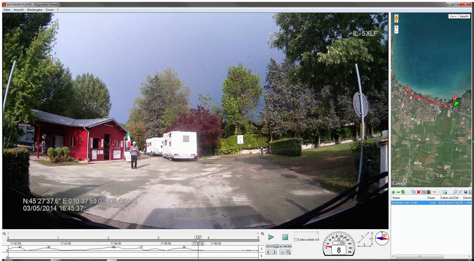 ...Einfahrt Stellplatz Sirmione, der Platzwart notiert schon mein Kennzeichen und knöpft mir 20.- (Zwanzig!) Euro ohne Strom und in der Nebensaison ab...