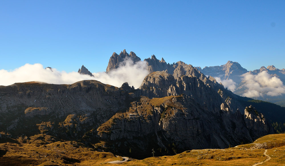 ...immer wieder fantastische Blicke auf die Sextener Dolomiten...