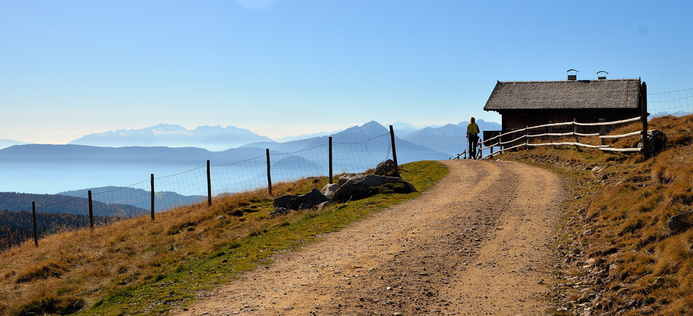 ...wir wandern vorbei an der Waidmannsalm, der Weg wird hier flacher und breiter, das Panorama atemberaubend...