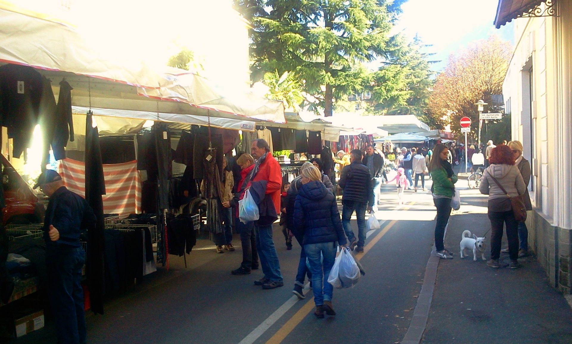 Der Freitagsmarkt in Meran - hier gibt es alles was das Herz begehrt, Daniela und Claudia sind sogleich in ihren Element...